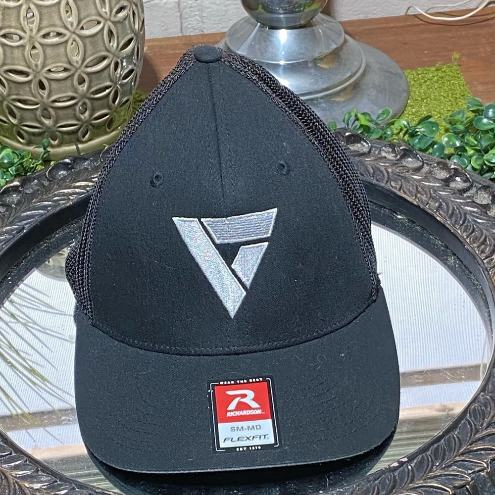 Richardson Black Logo Mesh Trucker Hat